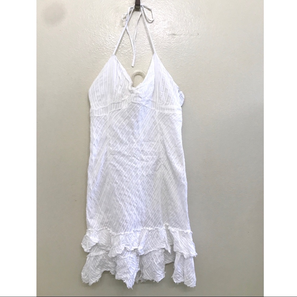 White Summer Cotton Halter Dress - Size 2